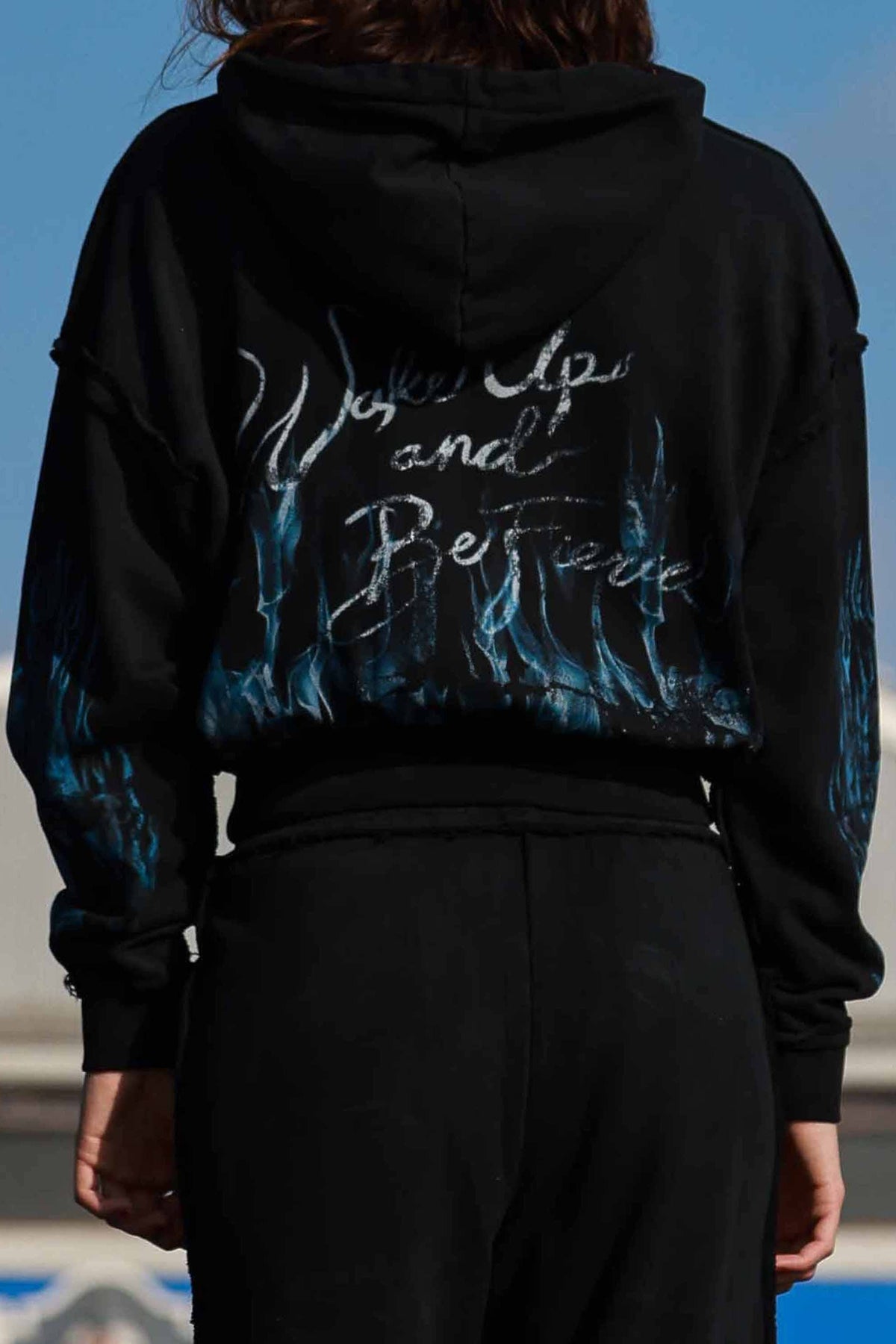 Wake Up and Be Fierce Flame Applique Hoodie - view 3