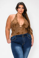 Knit Patterned Print Halter Bodysuit — view 2