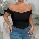 Fashionable Fishbone Wrap Top for Plus Size Women