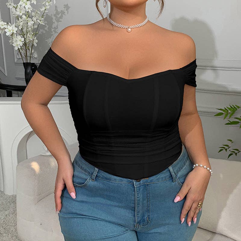 Fashionable Fishbone Wrap Top for Plus Size Women