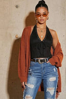 Suede Lace-Up Halter Corset Top - view 2