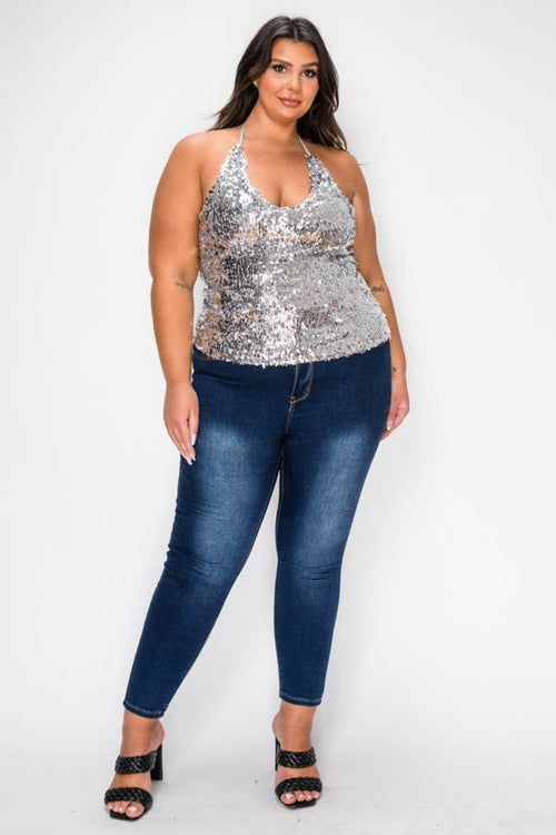 Sequin Halter Top — view 2