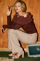 Micro Pleated Ruffle Off Shoulder Top — view 7