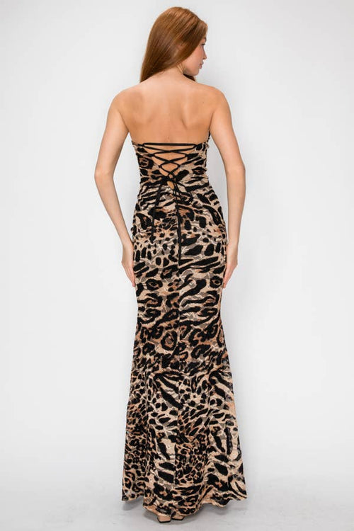 Leopard Print Strapless Mermaid Maxi — view 5