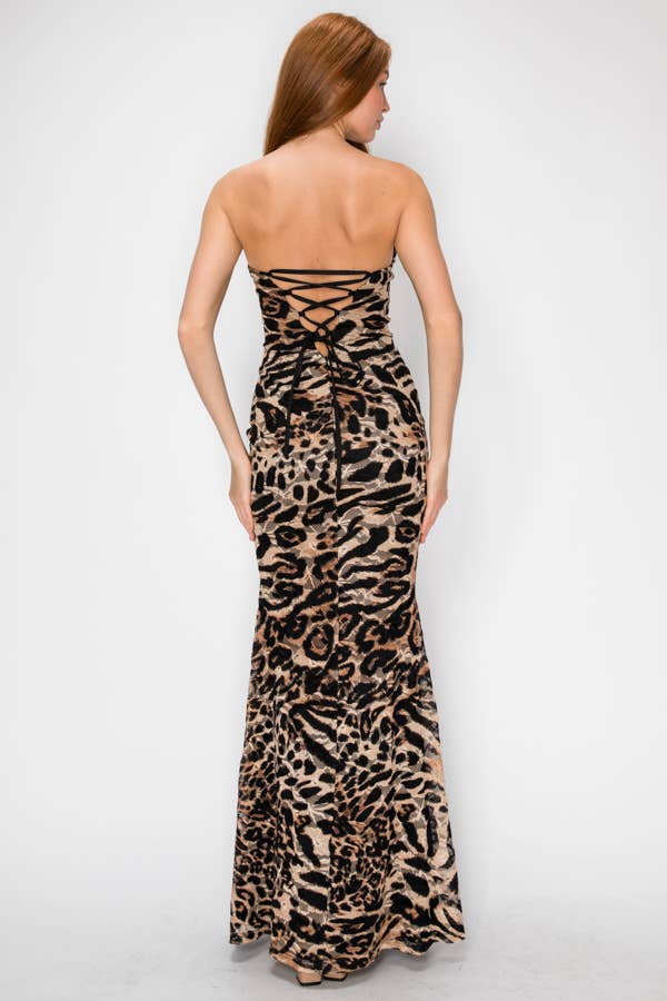 Leopard Print Strapless Mermaid Maxi — view 5