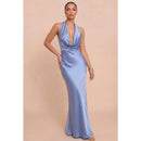 Solid Satin Halter Maxi — view 3