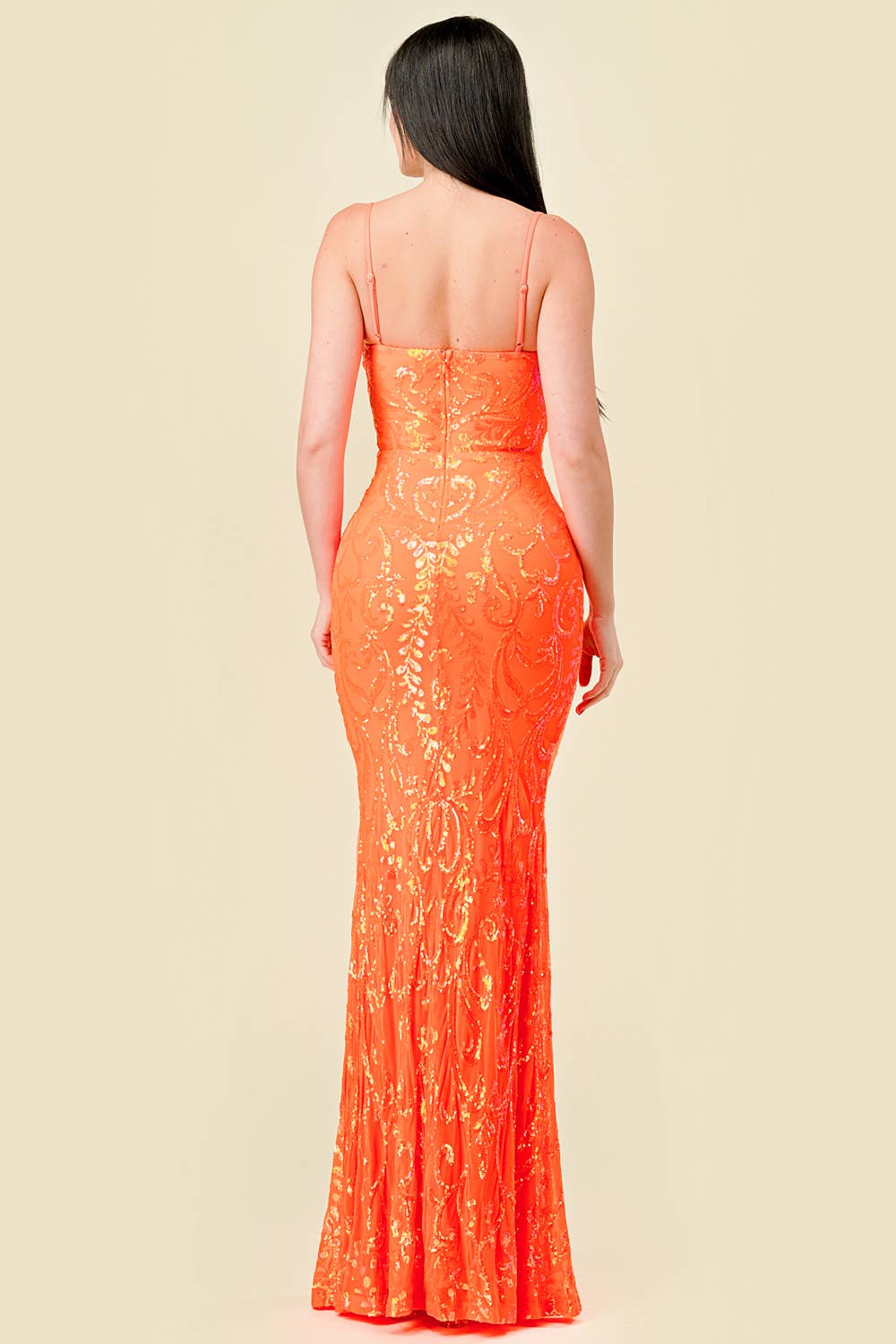 Sequin V-Wire Bodycon Mermaid Maxi Dress, view 4