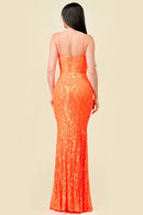 Sequin V-Wire Bodycon Mermaid Maxi Dress, view 4