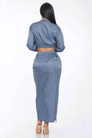 Drawstring Ruched Cargo Midi Skirt Set — view 6