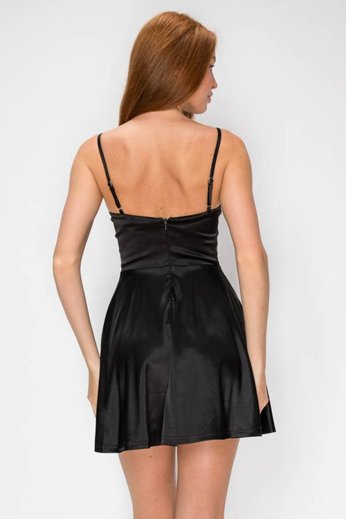Satin Rhinestoned Skater Mini