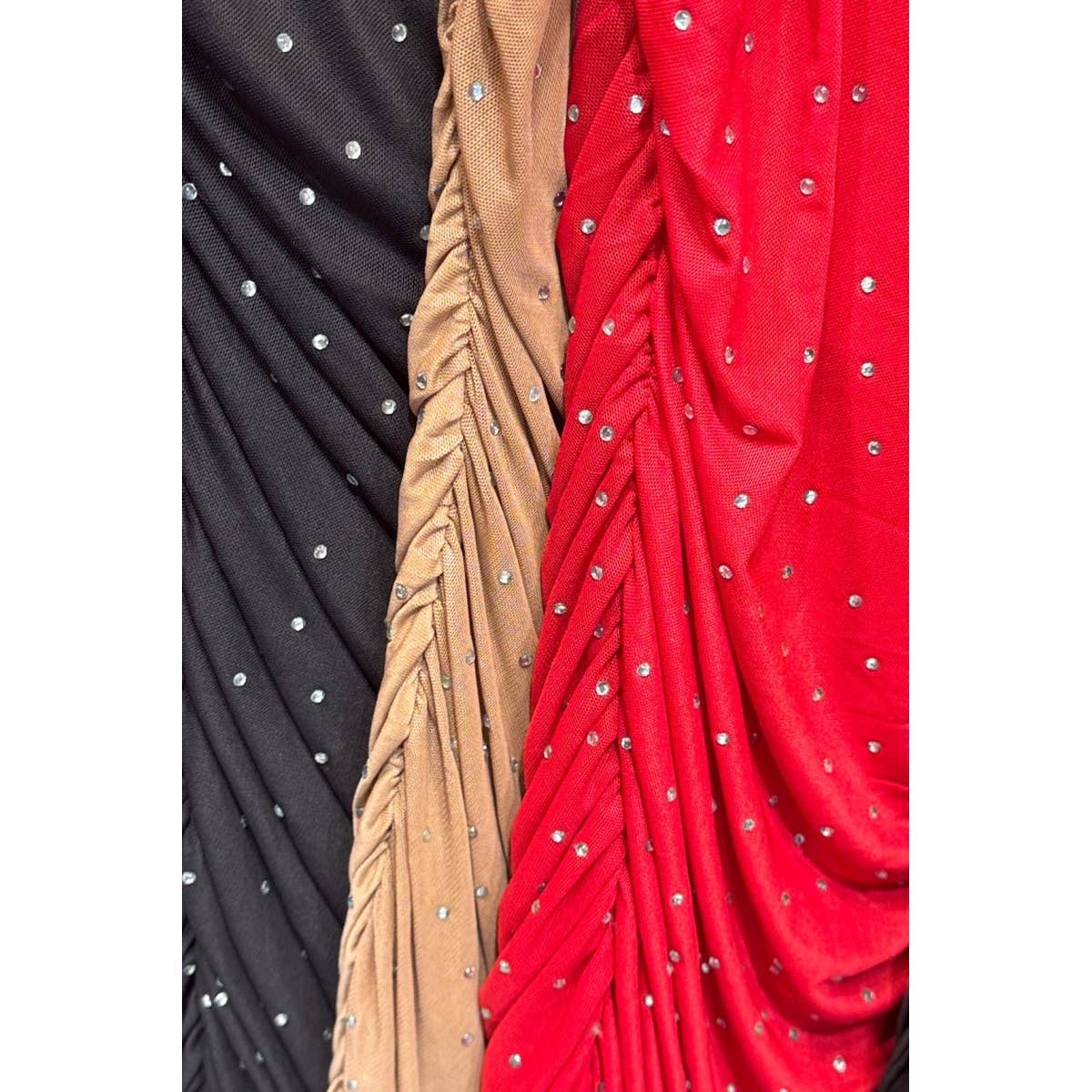 Plus Size Rhinestone Studded Mesh Mock Neck Bodycon Midi Dress — view 3