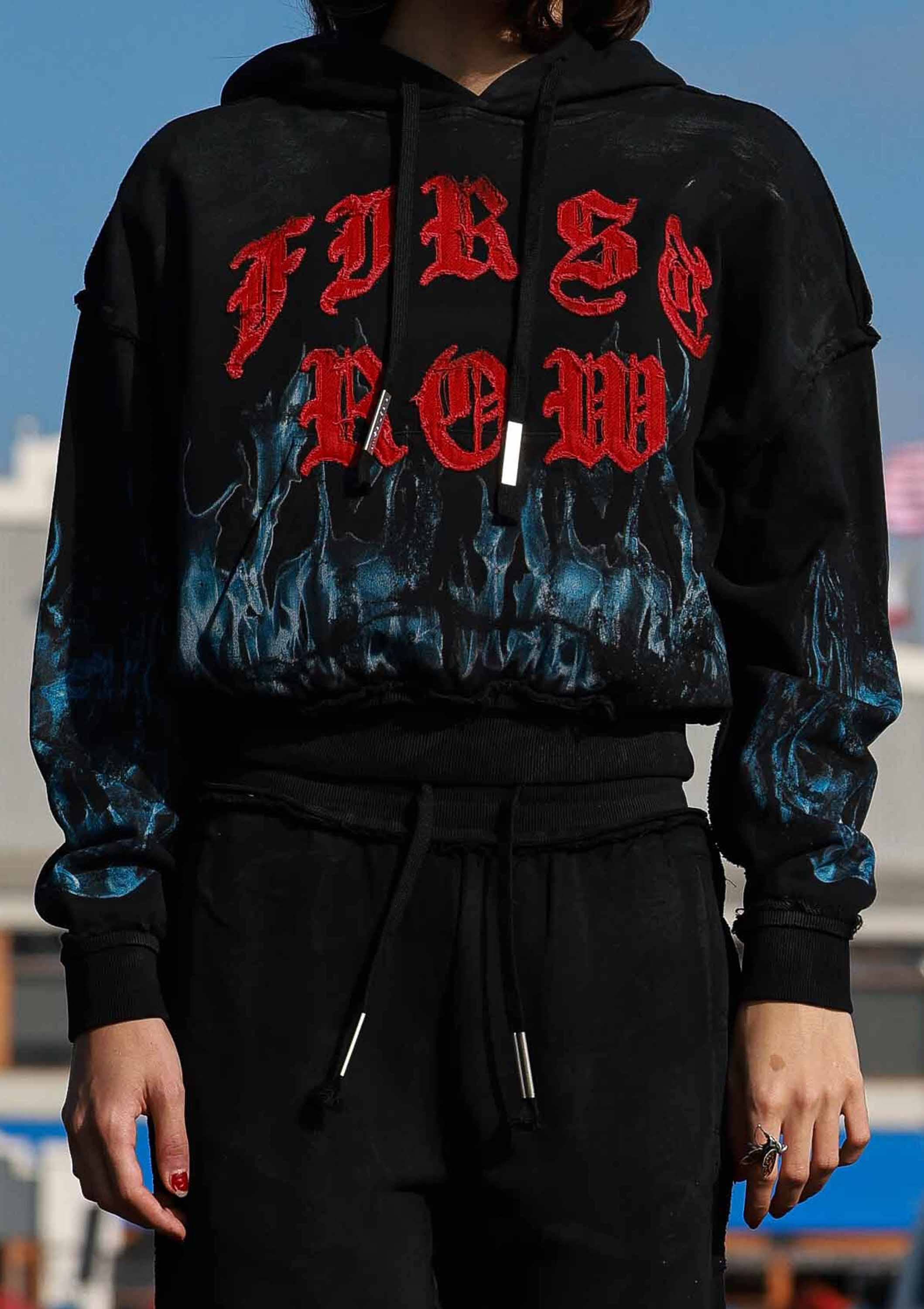 Wake Up And Be Fierce Flame Applique Hoodie