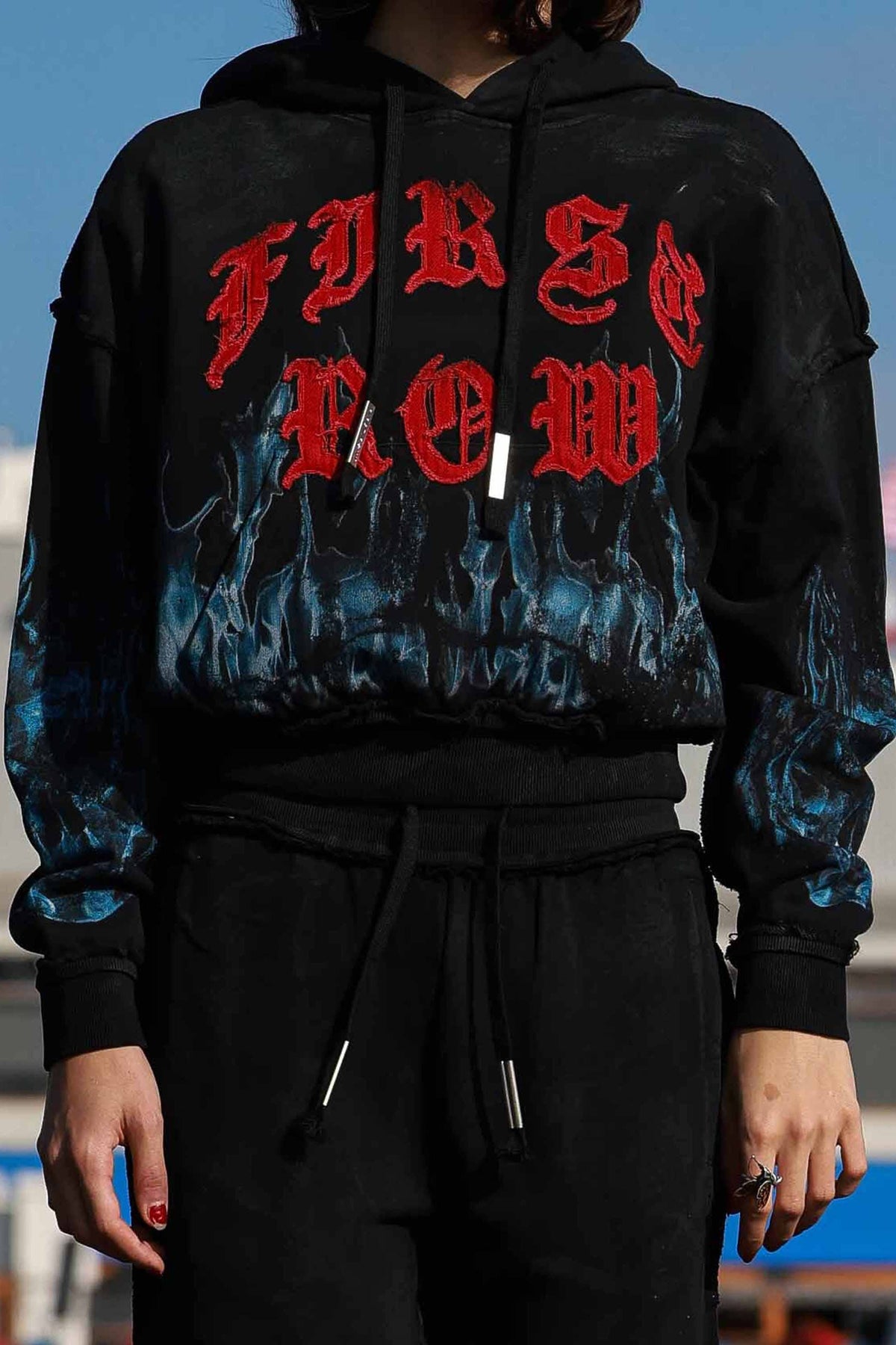 Wake Up And Be Fierce Flame Applique Hoodie
