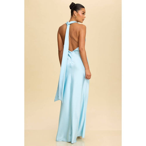 Solid Satin Halter Maxi — view 9