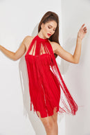 Bandage tube mini dress with fringe choker — view 8