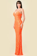 Sequin V-Wire Bodycon Mermaid Maxi Dress, view 2