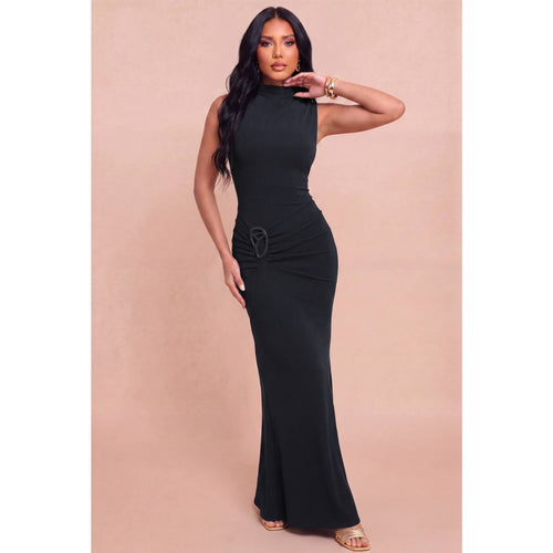 Metallic Mock Neck Dress