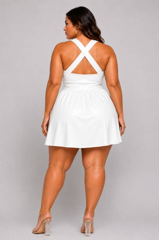 Plus Size Mini Short Summer Dress — Solid & Animal Print — view 5