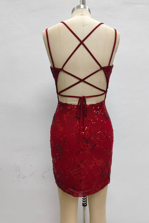 Floral Sequin Lace Up Mini - view 10