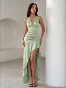 Satin Cami Maxi Dress with Ruffle Hem — view 4
