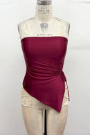 Side Ruched Asymmetrical Tube Top - view 2