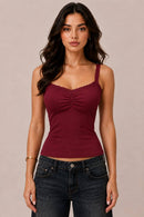 Bra-Insert Lace Trimmed Ruched Centre Cami — view 3