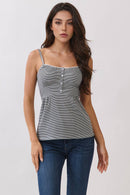 Striped Picot Edge Button-Front Babydoll Henley — view 3
