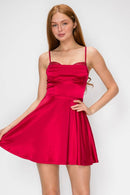 Satin Rhinestoned Skater Mini