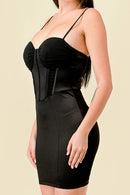 Knit Satin Sweetheart Bustier Corset Mini Dress, view 10