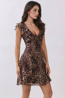Short Sleeve Ruffle Tie-Back Mini Dress — view 7