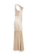 Cowl Neck Satin Chiffon Maxi Dress — view 2