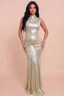 Metallic Resin Trim Dress