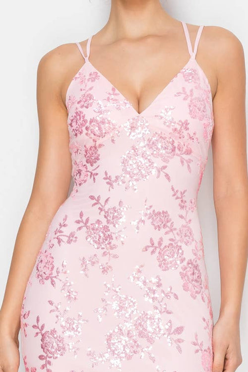 Floral Sequin Lace Up Mini — view 2