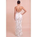 Sequin Mesh Lace Back Up Dress