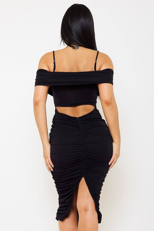 Glitter Open Shoulder Midi Dress — view 9