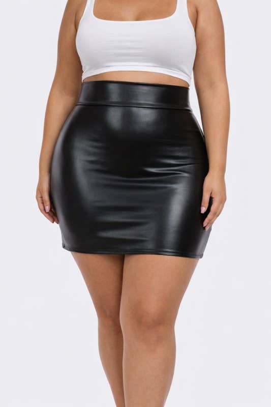Leather High Waist Mini Skirt — view 4