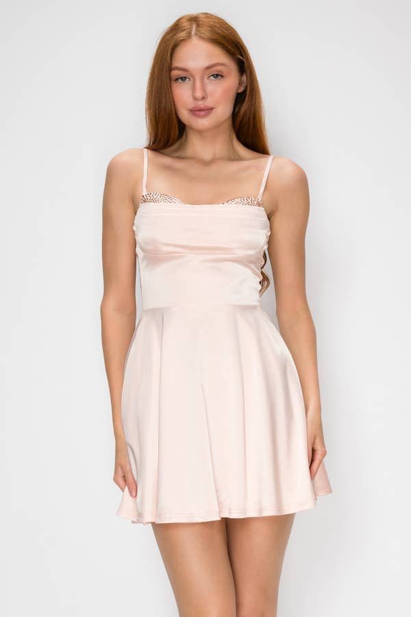 Satin Rhinestoned Skater Mini — view 15