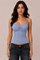 Bra-Insert Lace Trimmed Ruched Centre Cami — view 4