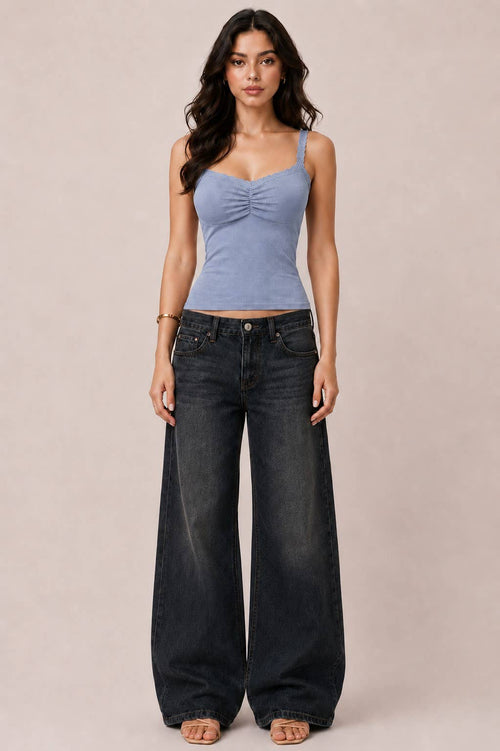 Bra-Insert Lace Trimmed Ruched Centre Cami — view 8