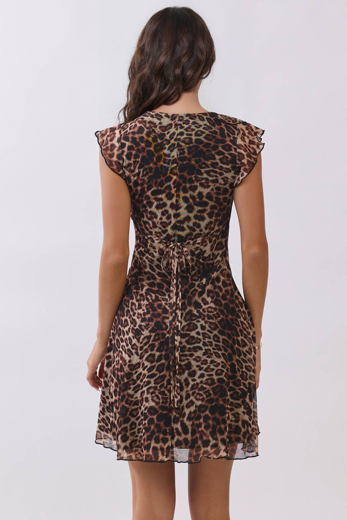 Short Sleeve Ruffle Tie-Back Mini Dress — view 8