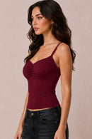 Bra-Insert Lace Trimmed Ruched Centre Cami — view 12