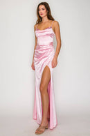 Sequin Ruched Cowl Satin Maxi — view 5