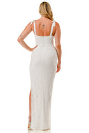 Sequin Ribbon Embellished Maxi Dress, view 3