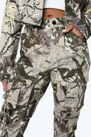Smoke Rise High Rise Side Pinched Stacked Pants - Olive Hunting Camo - view 6
