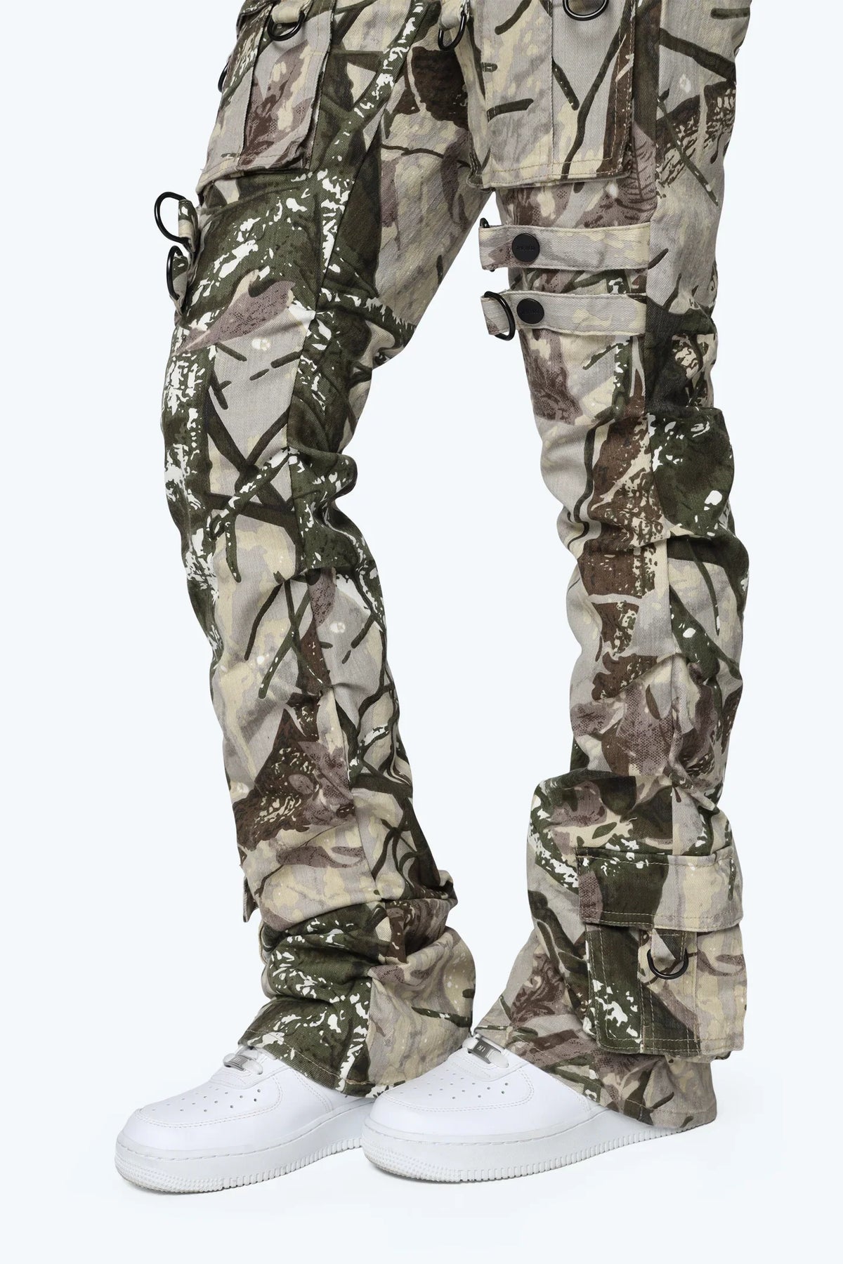 Smoke Rise High Rise Side Pinched Stacked Pants - Olive Hunting Camo - view 5