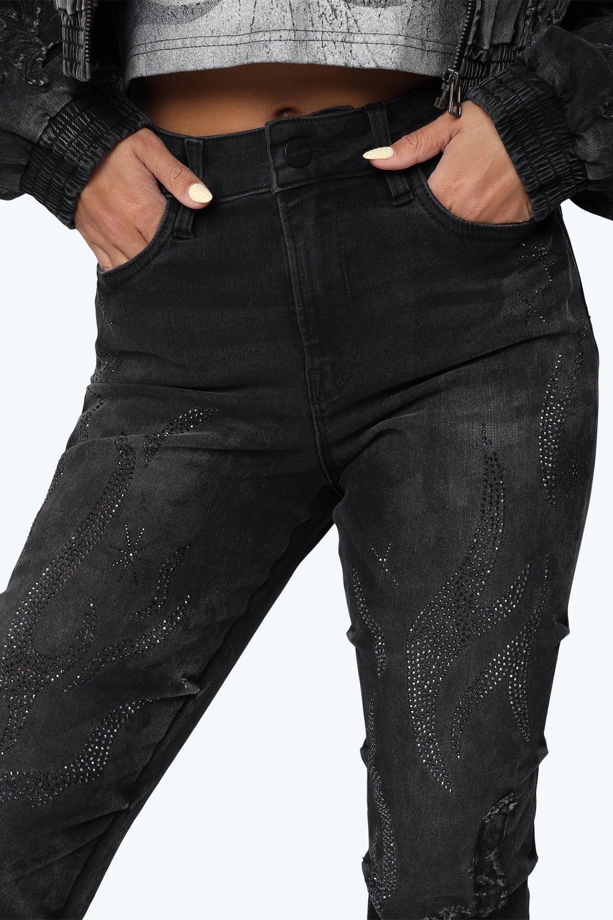 Smoke Rise High Rise Side Pinching Stacked Pants - Derby Black - view 5