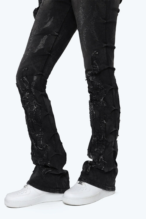 Smoke Rise High Rise Side Pinching Stacked Pants - Derby Black - view 6