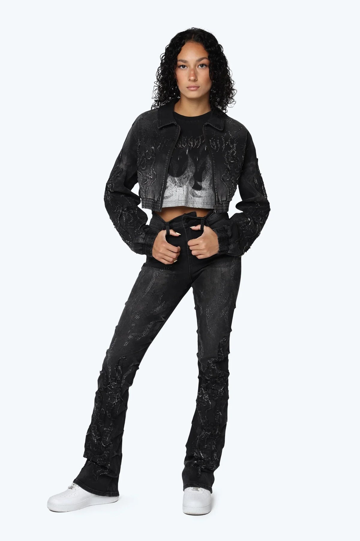 Smoke Rise High Rise Side Pinching Stacked Pants - Derby Black