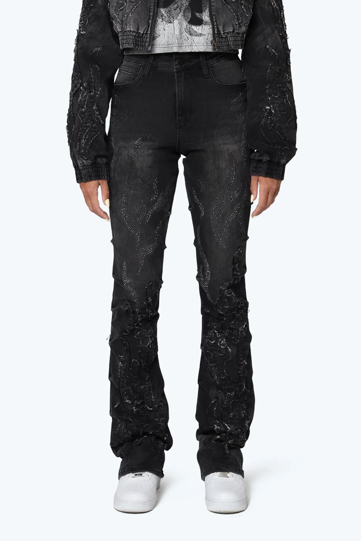 Smoke Rise High Rise Side Pinching Stacked Pants - Derby Black - view 2