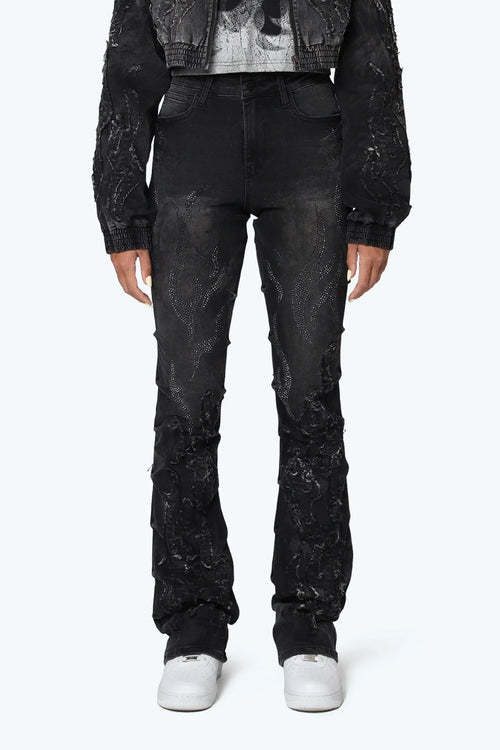 Smoke Rise High Rise Side Pinching Stacked Pants - Derby Black - view 2